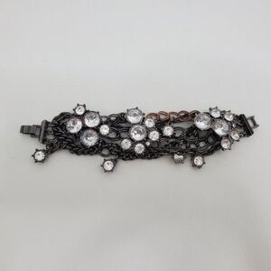 J Crew Bracelet Rhinestone Gray‎ Gunmetal Chain Sta